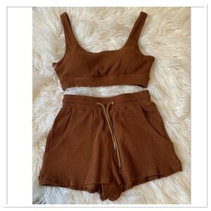 RIVIR Ribbed Lounge Set Brown Size Small